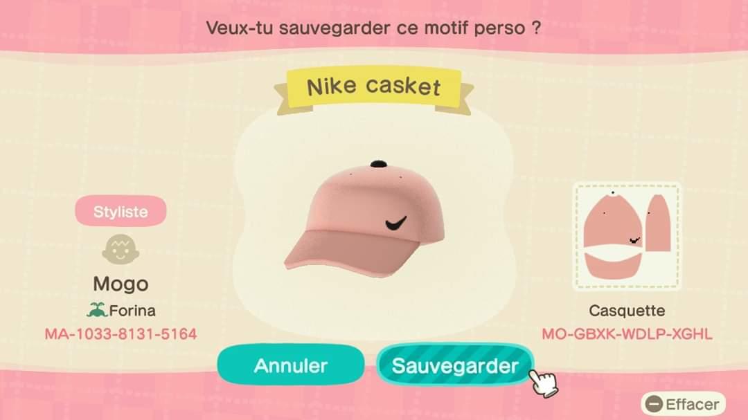 Animal Crossing Design Code: MO-GBXK-WDLP-XGHL Nike casket
