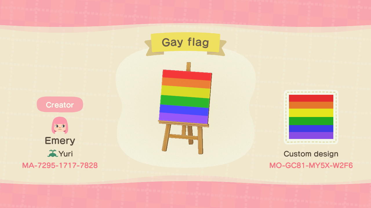 Animal Crossing Design Code: MO-GC81-MY5X-W2F6 Gay flag