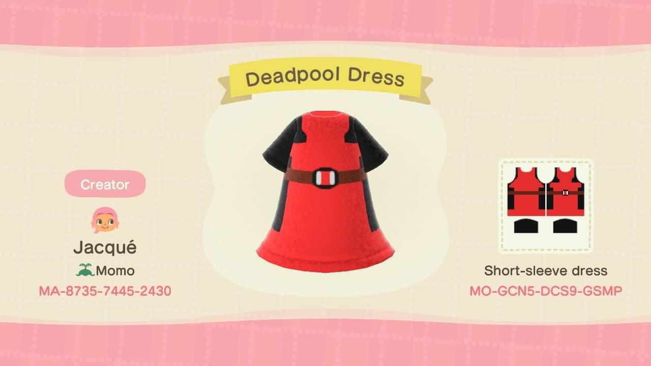 Animal Crossing Design Code: MO-GCN5-DCS9-GSMP Deadpool Dress