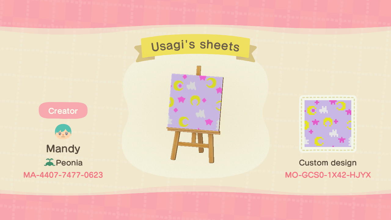 Animal Crossing Design Code: MO-GCS0-1X42-HJYX Usagi&#39;s sheets