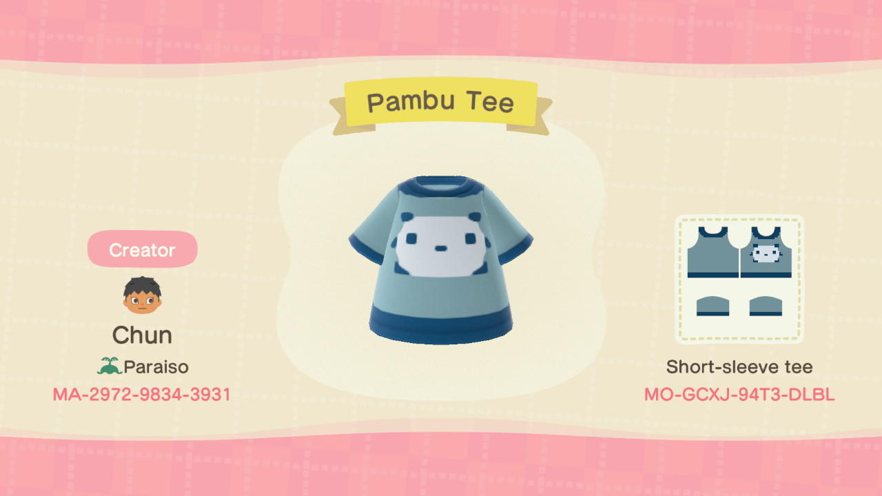 Animal Crossing Design Code: MO-GCXJ-94T3-DLBL Pambu Tee