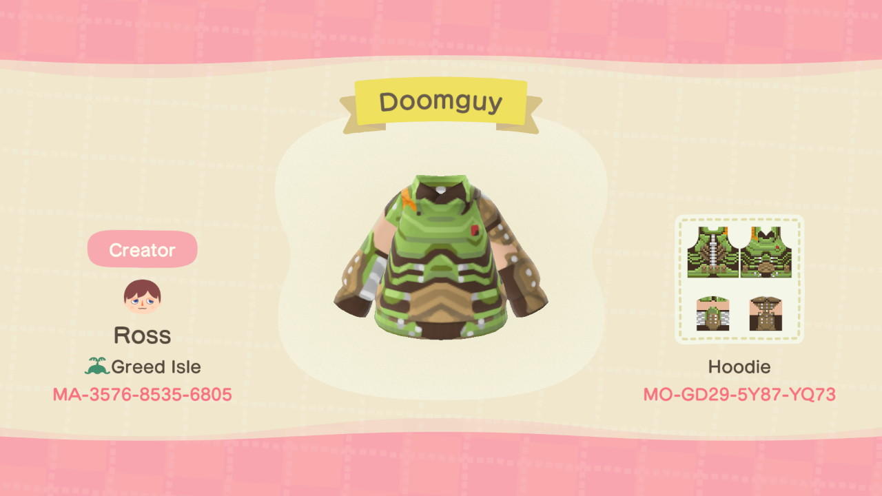 Animal Crossing Design Code: MO-GD29-5Y87-YQ73 Doomguy