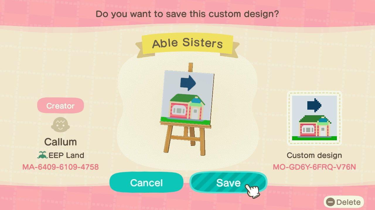Animal Crossing Design Code: MO-GD6Y-6FRQ-V76N Able Sisters Right
