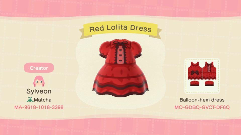 Animal Crossing Design Code: MO-GDBQ-GVCT-DF6Q Red Lolita Dress