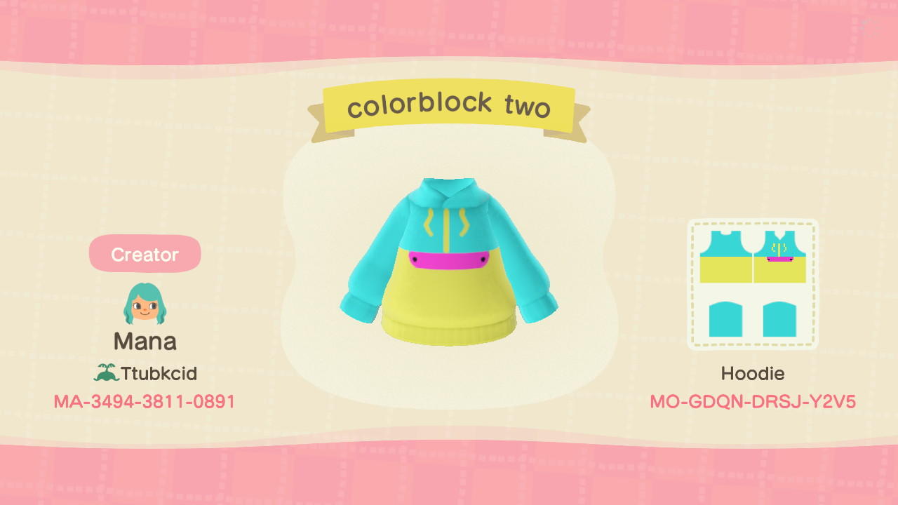 Animal Crossing Design Code: MO-GDQN-DRSJ-Y2V5 Colorblock Two