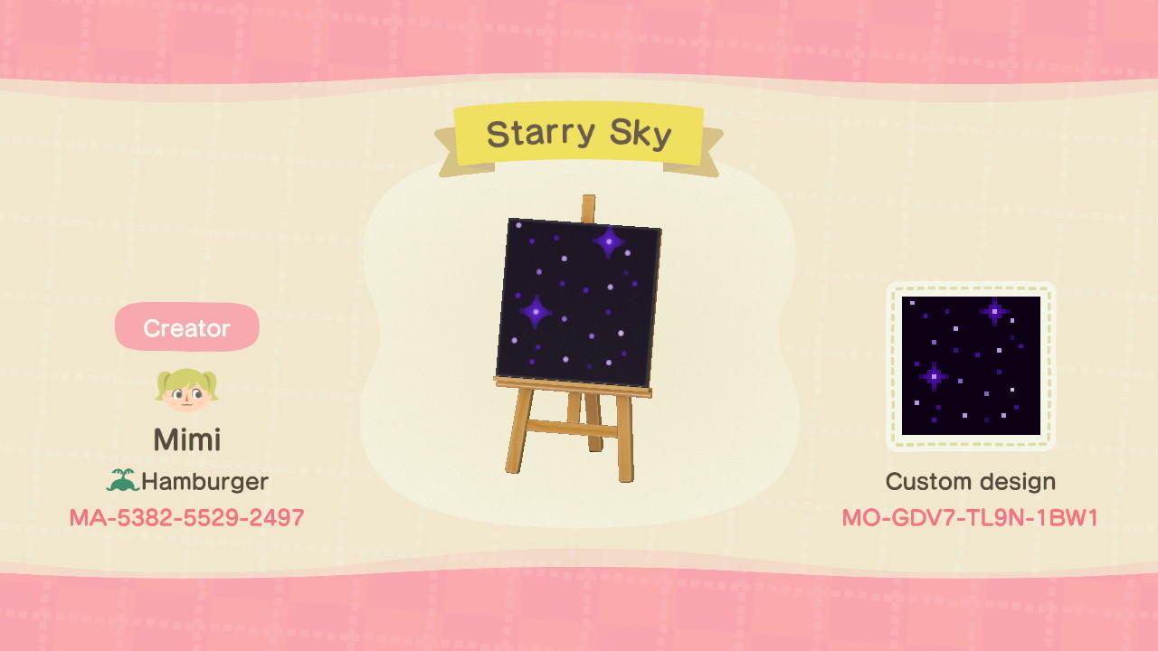 Animal Crossing Design Code: MO-GDV7-TL9N-1BW1 Starry Sky