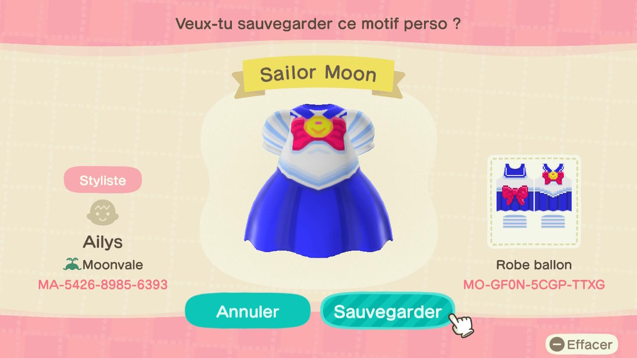 Animal Crossing Design Code: MO-GF0N-5CGP-TTXG Sailor Moon