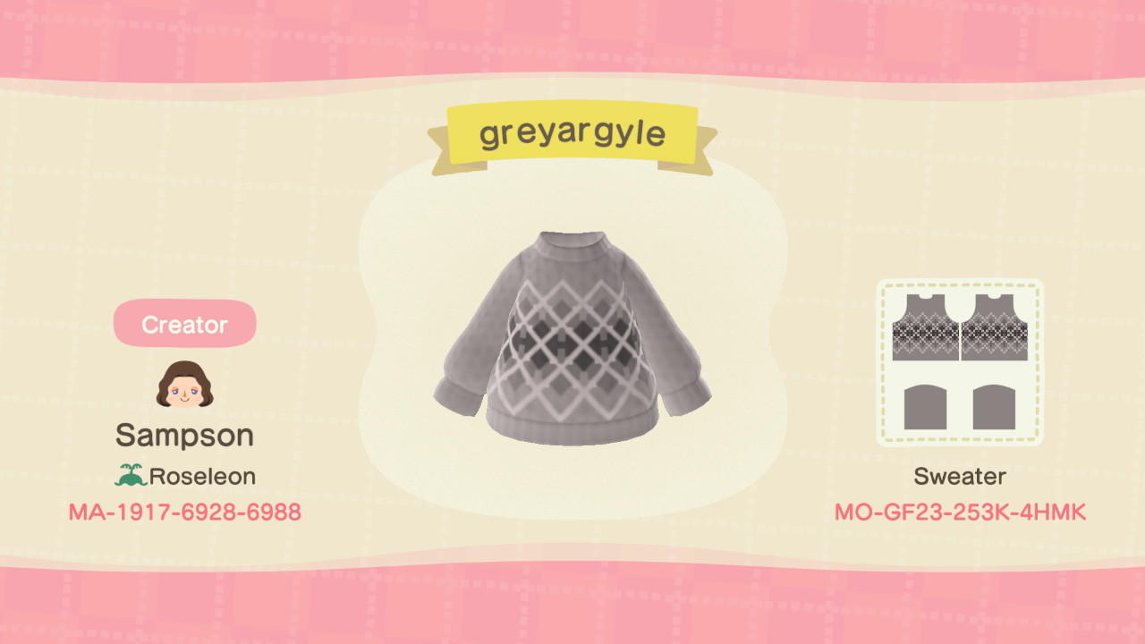Animal Crossing Design Code: MO-GF23-253K-4HMK greyargyle
