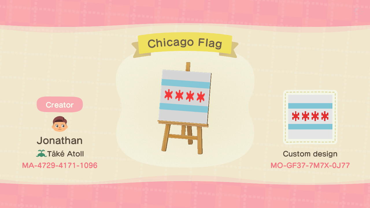 Animal Crossing Design Code: MO-GF37-7M7X-0J77 Chicago Flag
