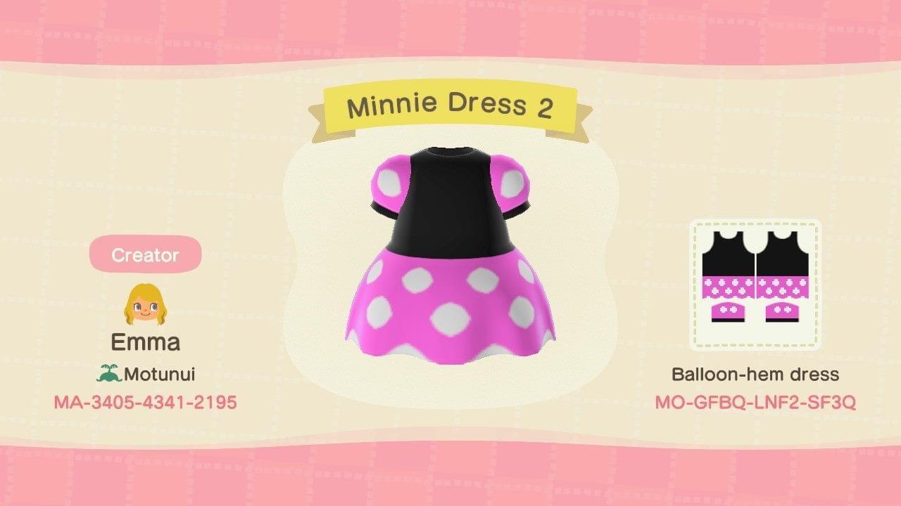 Animal Crossing Design Code: MO-GFBQ-LNF2-SF3Q Minnie Dress 2
