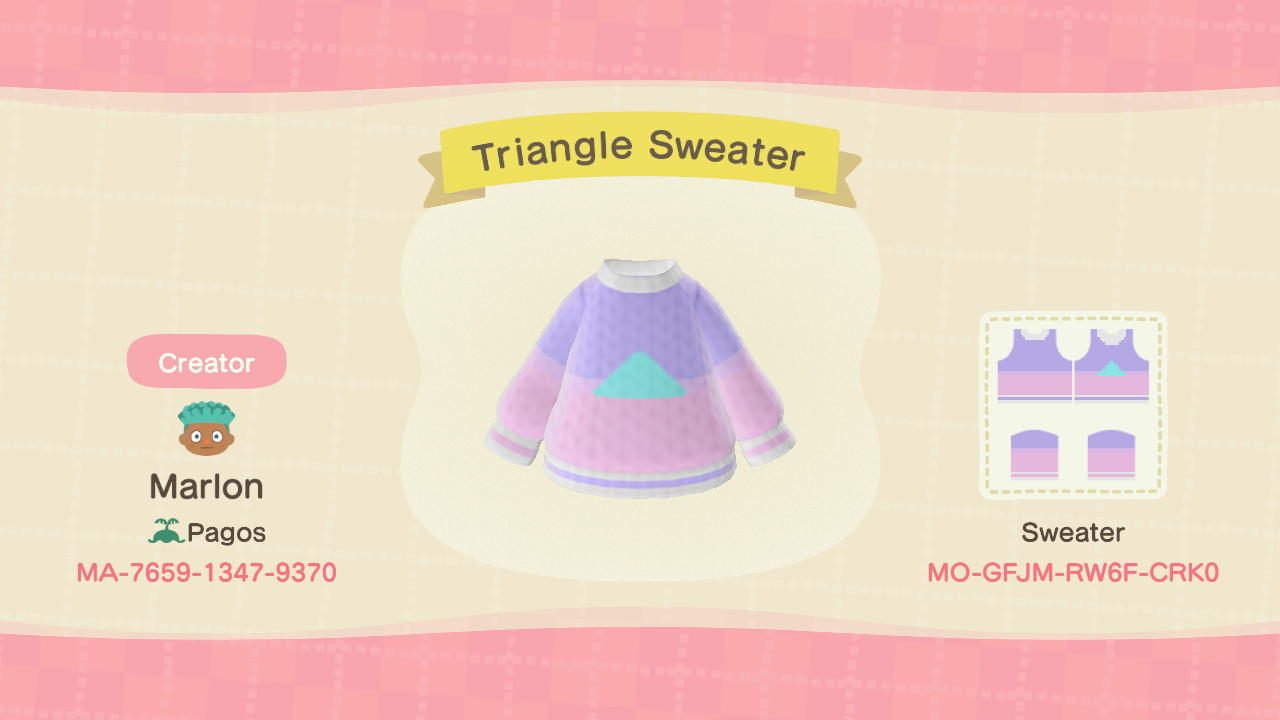 Animal Crossing Design Code: MO-GFJM-RW6F-CRK0 Triangle Sweater