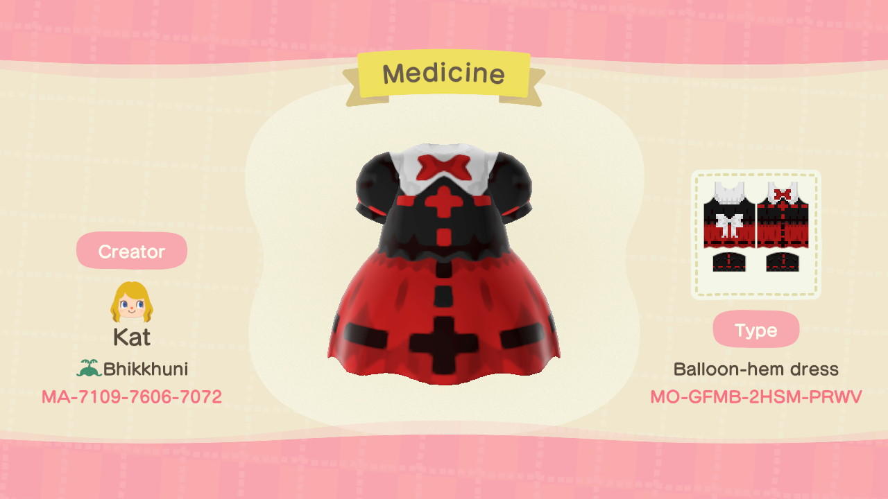 Animal Crossing Design Code: MO-GFMB-2HSM-PRWV Medicine (Touhou)