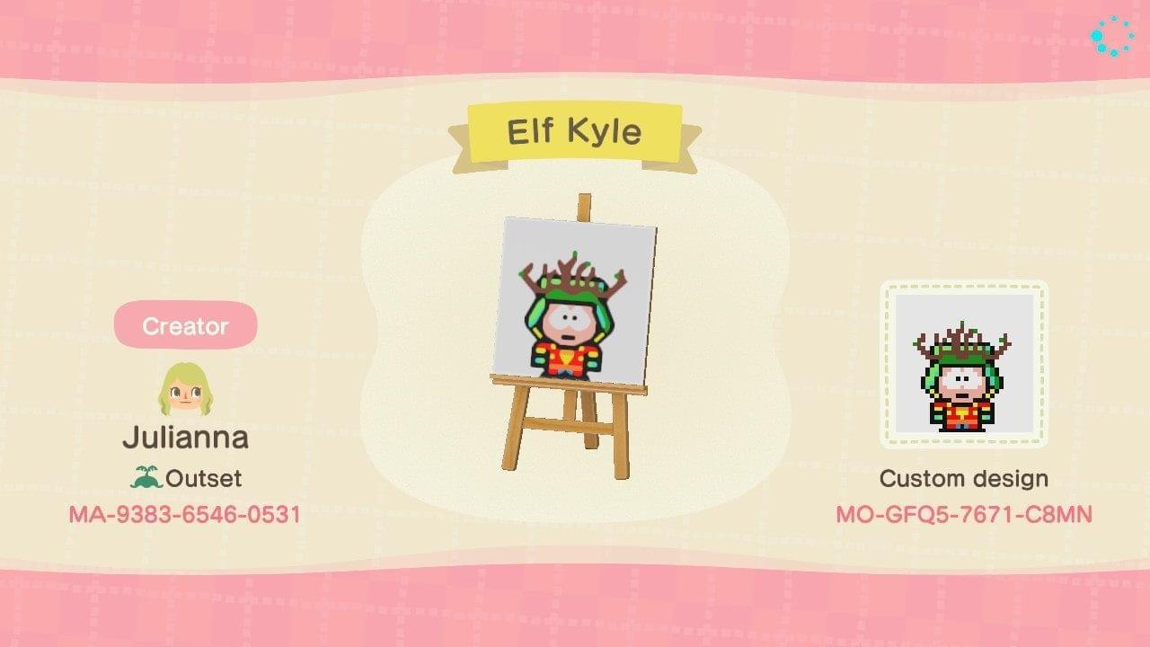 Animal Crossing Design Code: MO-GFQ5-7671-C8MN Elf Kyle
