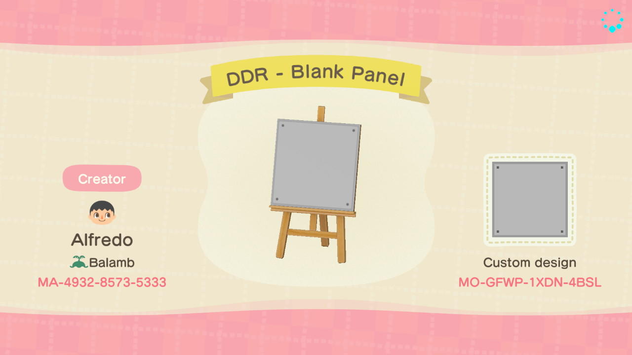 Animal Crossing Design Code: MO-GFWP-1XDN-4BSL DDR - Blank Panel