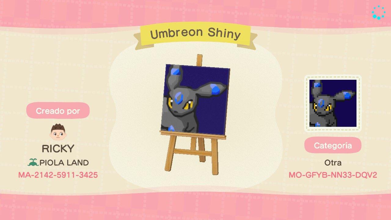 Animal Crossing Design Code: MO-GFYB-NN33-DQV2 Umbreon Shiny