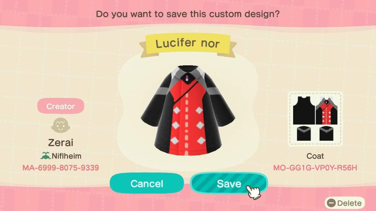 Animal Crossing Design Code: MO-GG1G-VPOY-R56H Obey me Lucifer