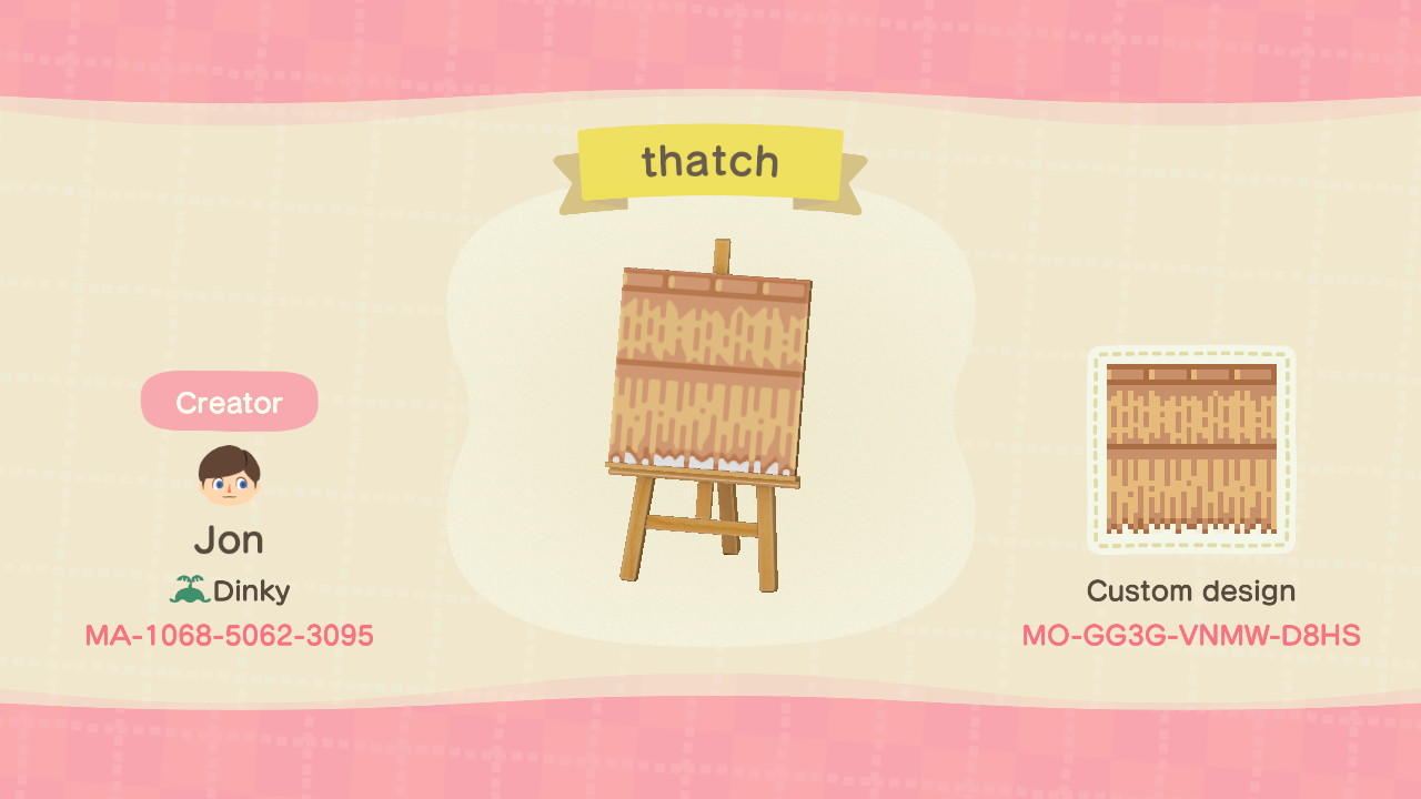 Animal Crossing Design Code: MO-GG3G-VNMW-D8HS Thatched stall roof