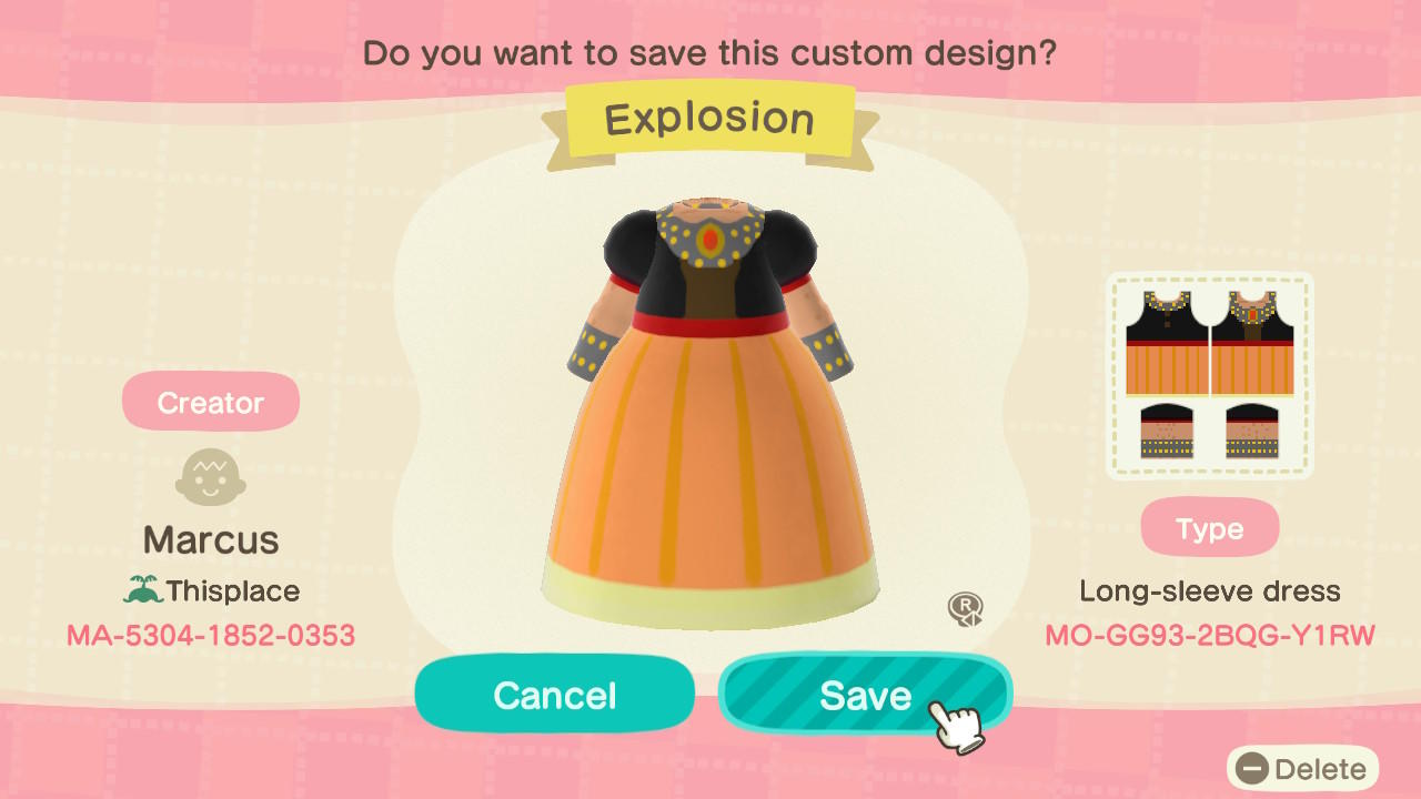 Animal Crossing Design Code: MO-GG93-2BQG-Y1RW EXPLOSION