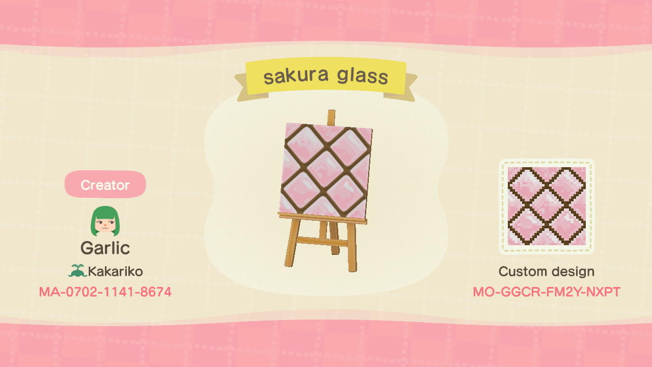Animal Crossing Design Code: MO-GGCR-FM2Y-NXPT Sakura glass