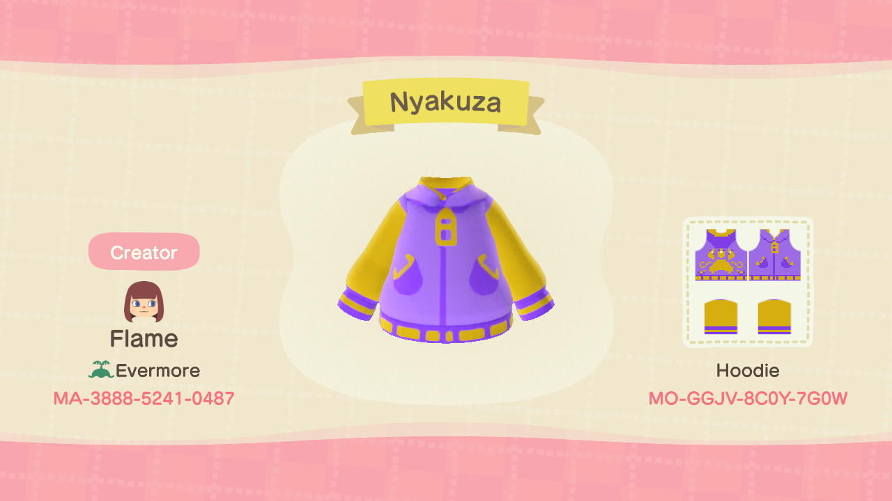 Animal Crossing Design Code: MO-GGJV-8C0Y-7G0W Nyakuza