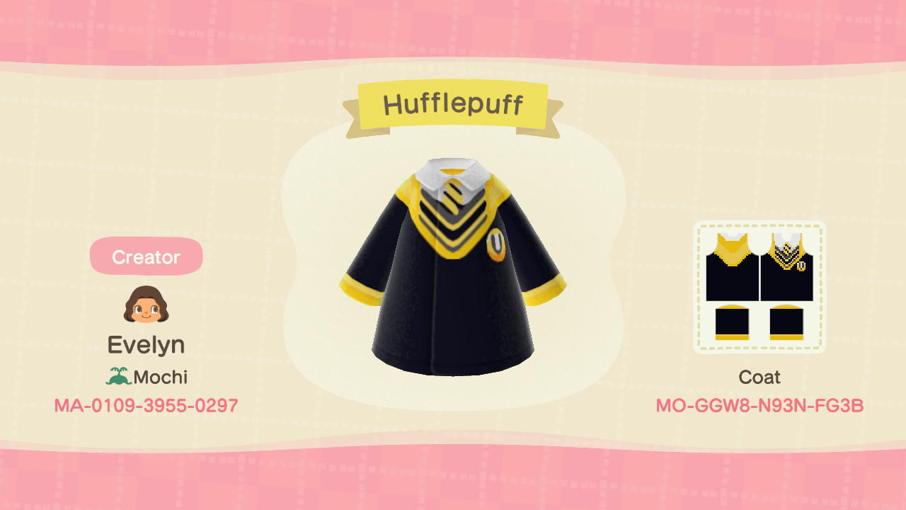 Animal Crossing Design Code: MO-GGW8-N93N-FG3B Hufflepuff