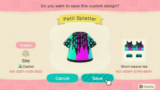 Animal Crossing Design Code: MO-GGWF-87R6-B5W1 Petil Splatter