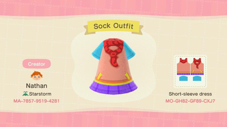 Animal Crossing Design Code: MO-GH82-GF89-CXJ7 Sock Outfit