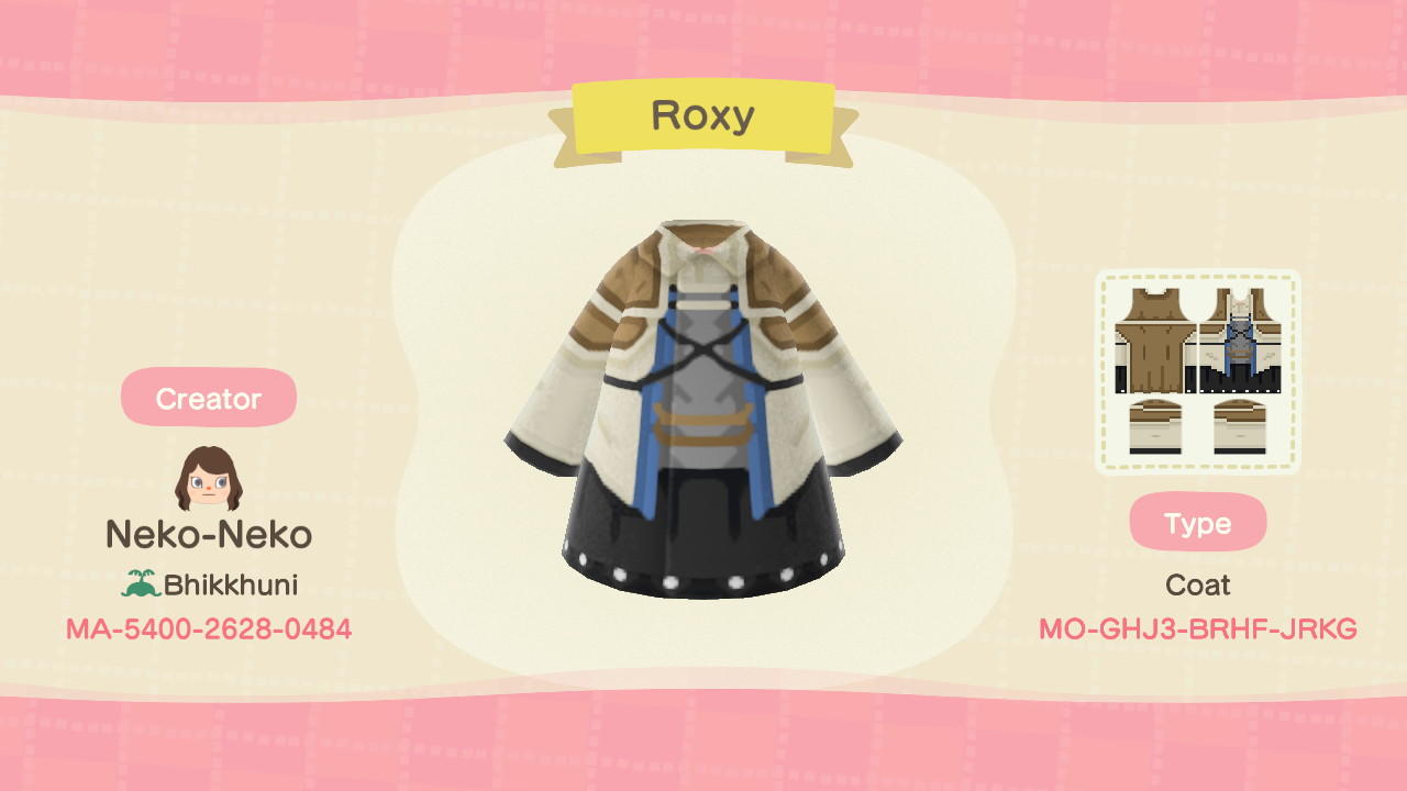 Animal Crossing Design Code: MO-GHJ3-BRHF-JRKG Roxy Mushoku Tensei