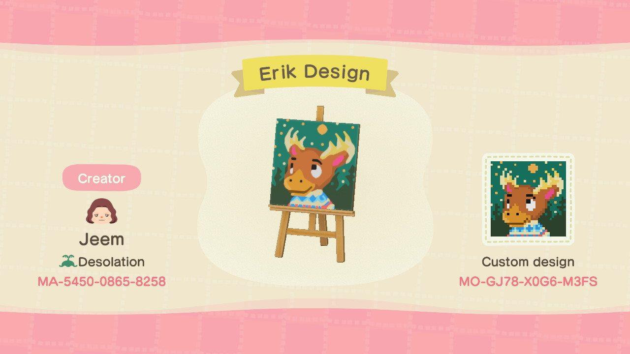 Animal Crossing Design Code: MO-GJ78-X0G6-M3FS Erik Design