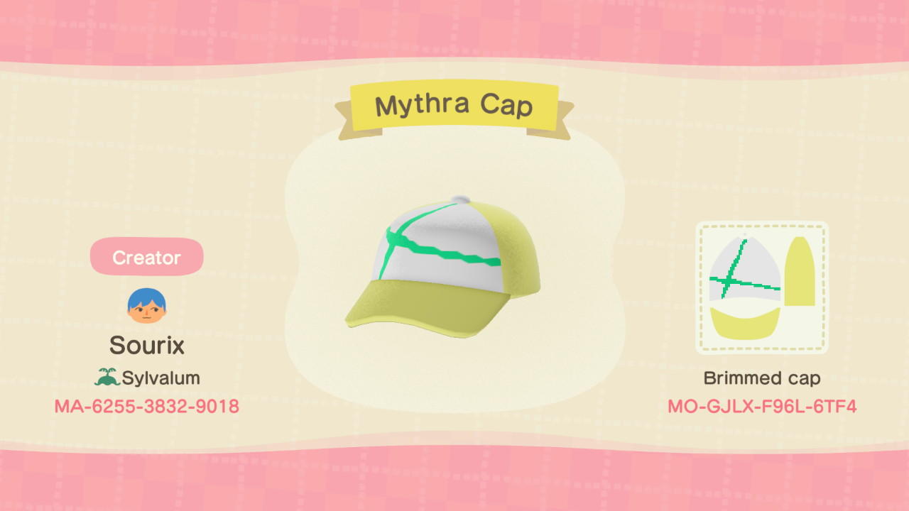 Animal Crossing Design Code: MO-GJLX-F96L-6TF4 XBC2 Mythra Cap