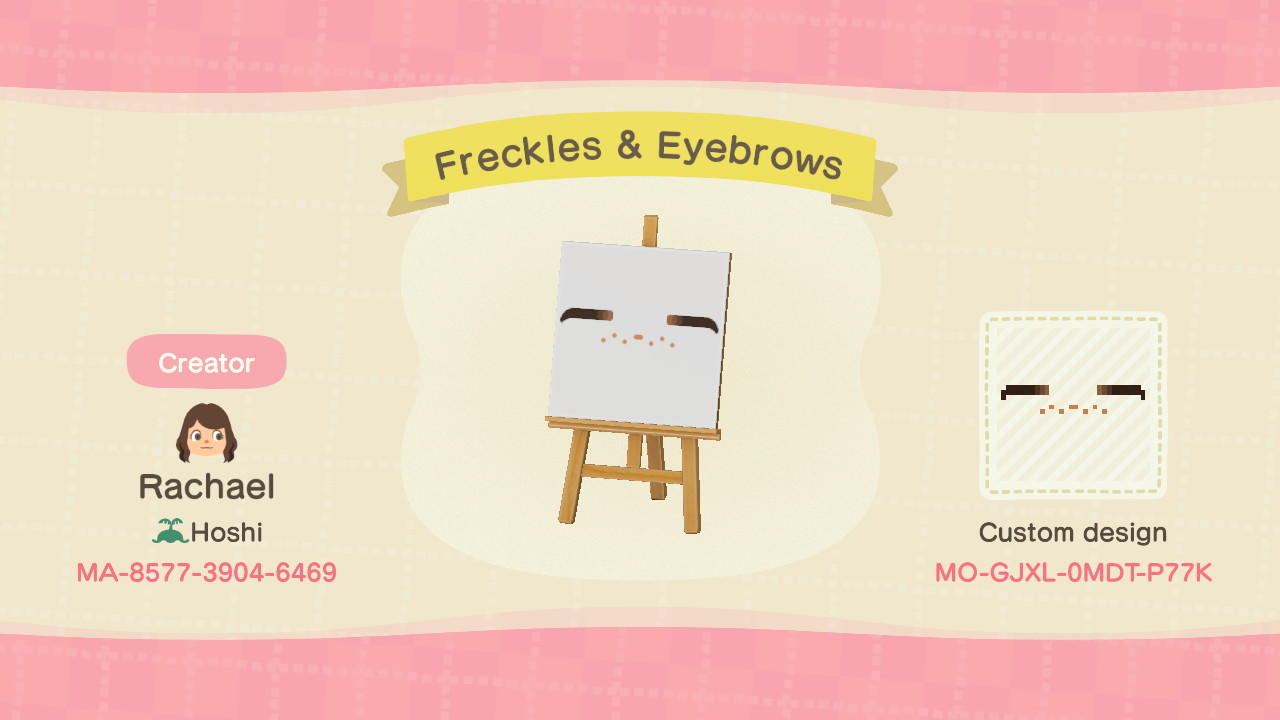 Animal Crossing Design Code: MO-GJXL-0MDT-P77K Freckles & Eyebrows