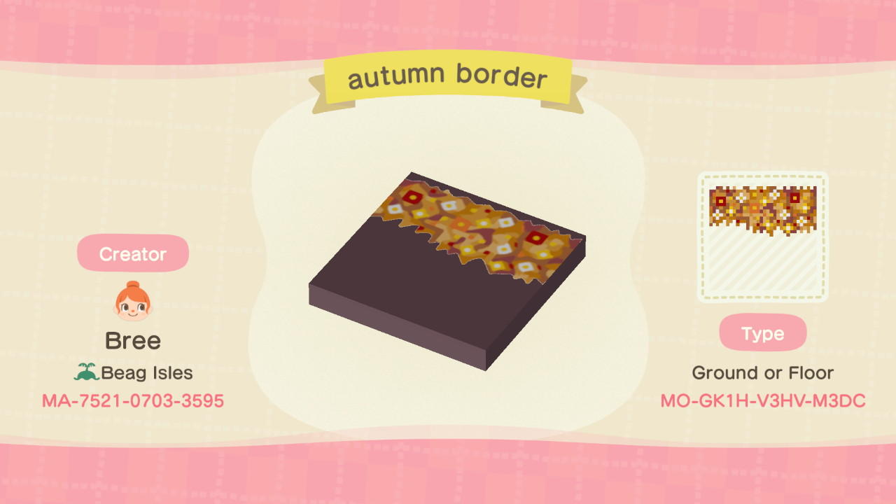 Animal Crossing Design Code: MO-GK1H-V3HV-M3DC autumn border
