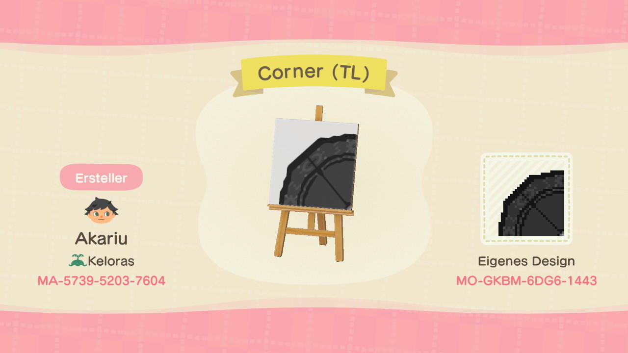 Animal Crossing Design Code: MO-GKBM-6DG6-1443 Corner (TL)