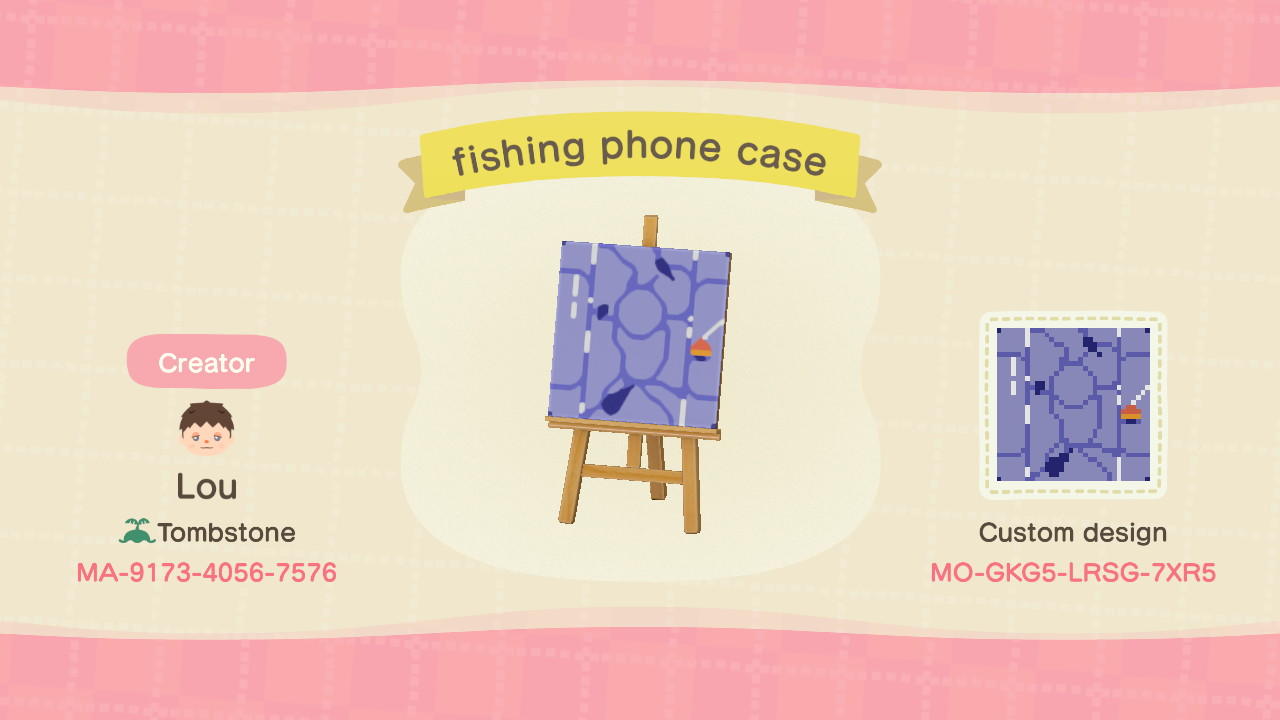 Animal Crossing Design Code: MO-GKG5-LRSG-7XR5 fishing phone case