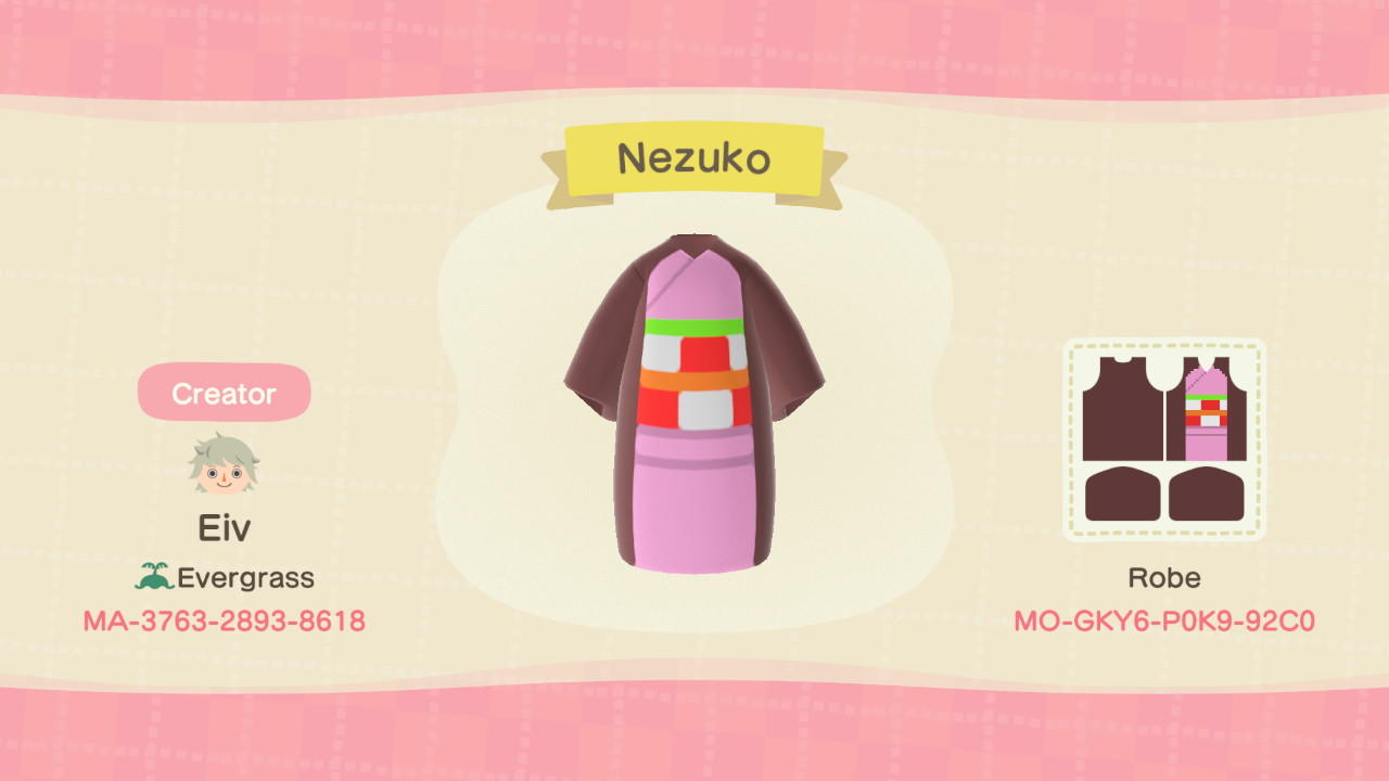 Animal Crossing Design Code: MO-GKY6-P0K9-92C0 Nezuko