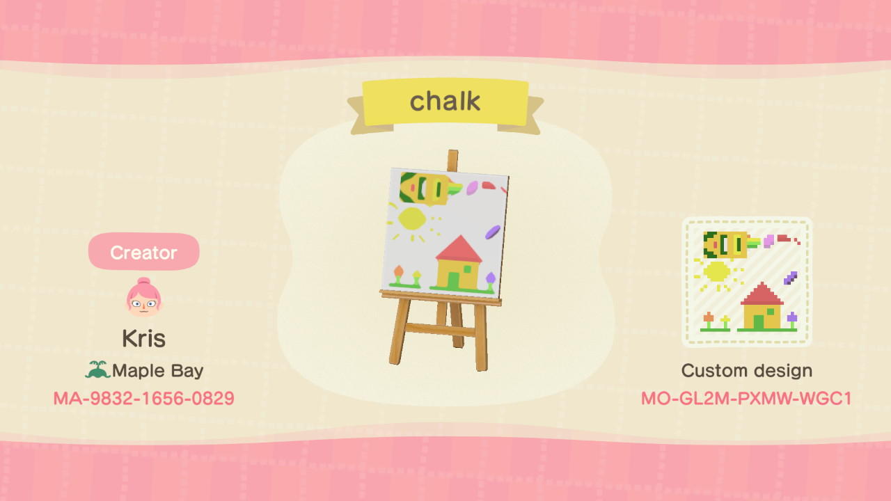 Animal Crossing Design Code: MO-GL2M-PXMW-WGC1 Chalk Drawing