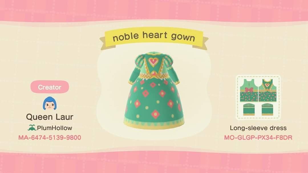 Animal Crossing Design Code: MO-GLGP-PX34-F8DR Noble Heart Gown