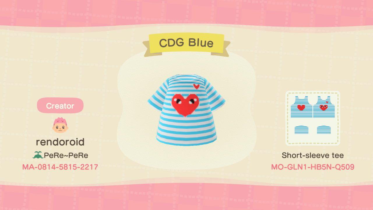 Animal Crossing Design Code: MO-GLN1-HB5N-Q509 CDG Blue Stripes