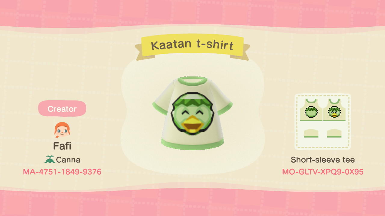 Animal Crossing Design Code: MO-GLTV-XPQ9-0X95 Kaatan T-shirt