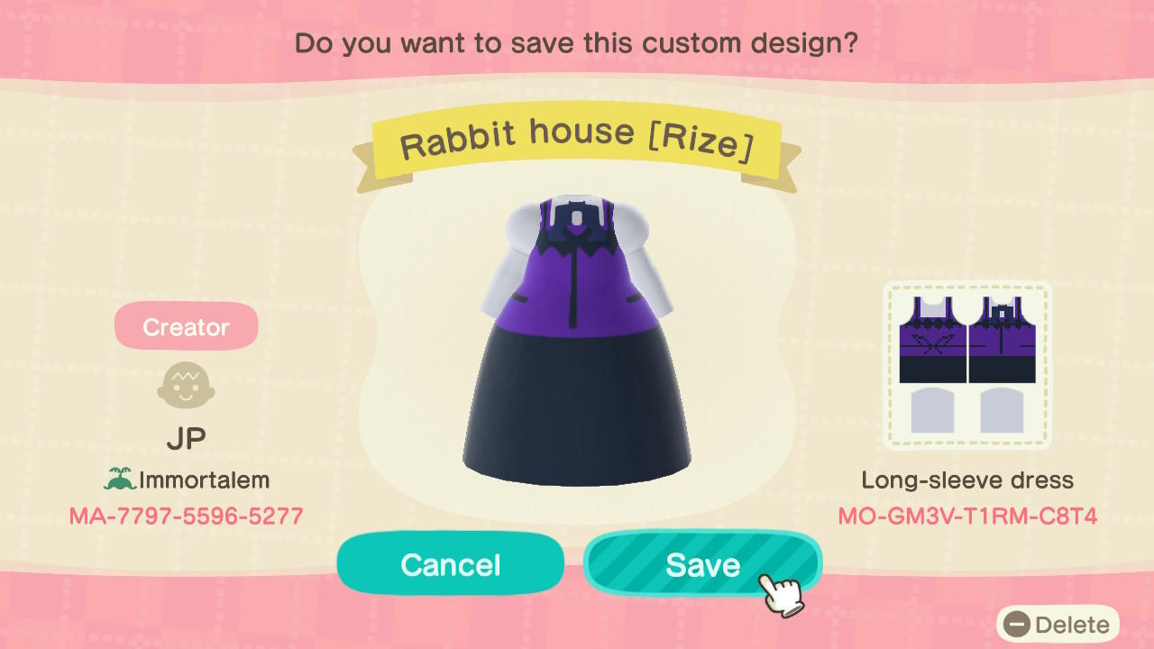 Animal Crossing Design Code: MO-GM3V-T1RM-C8T4 Rabbit house [Rize]