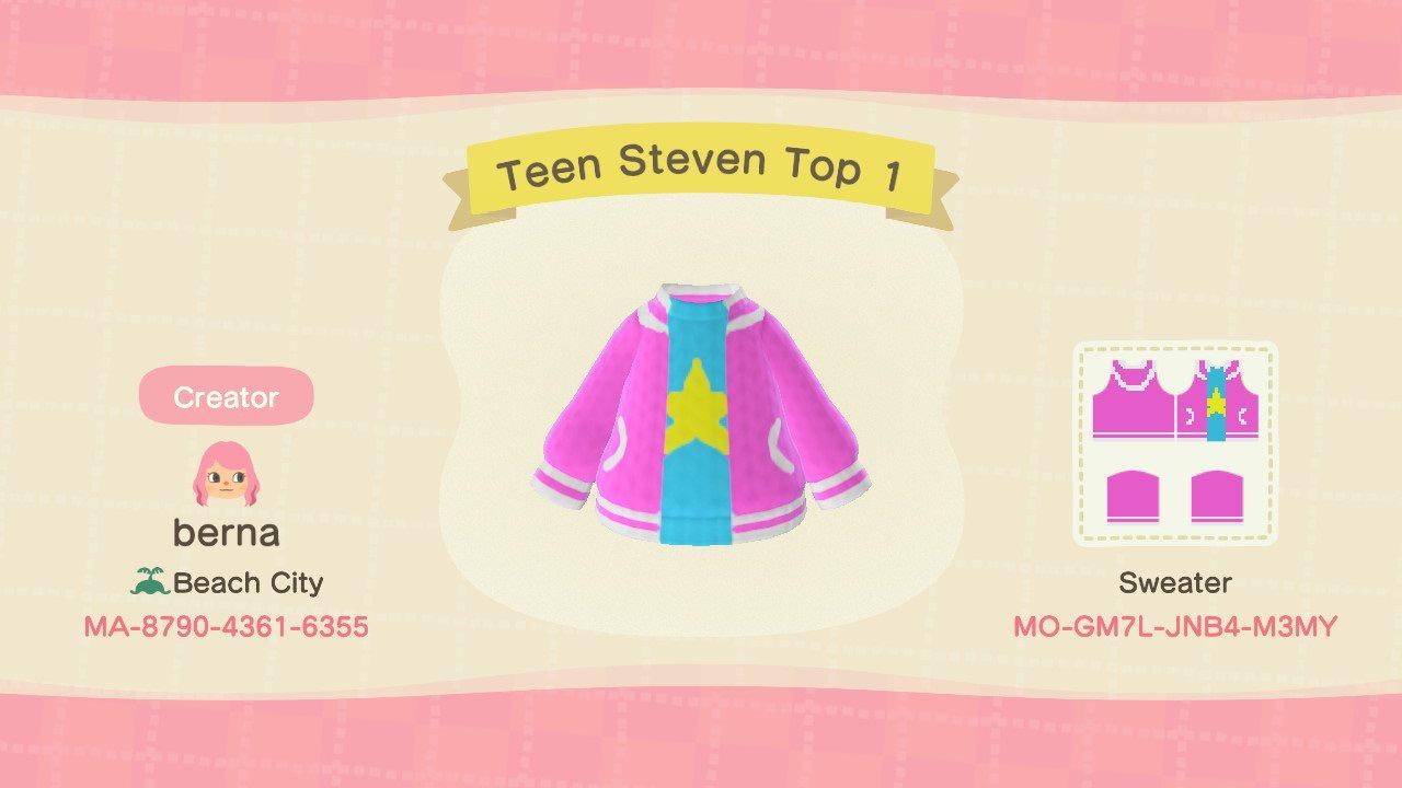 Animal Crossing Design Code: MO-GM7L-JNB4-M3MY Teen Steven Top 1