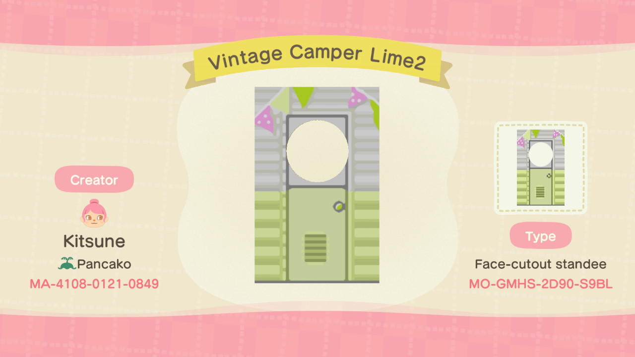 Animal Crossing Design Code: MO-GMHS-2D90-S9BL Vintage Camper Lime2