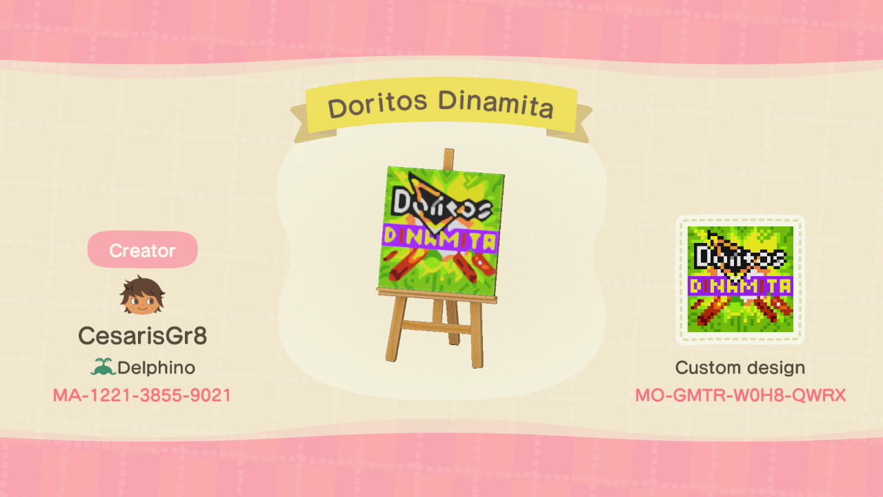 Animal Crossing Design Code: MO-GMTR-W0H8-QWRX Doritos Dinamita
