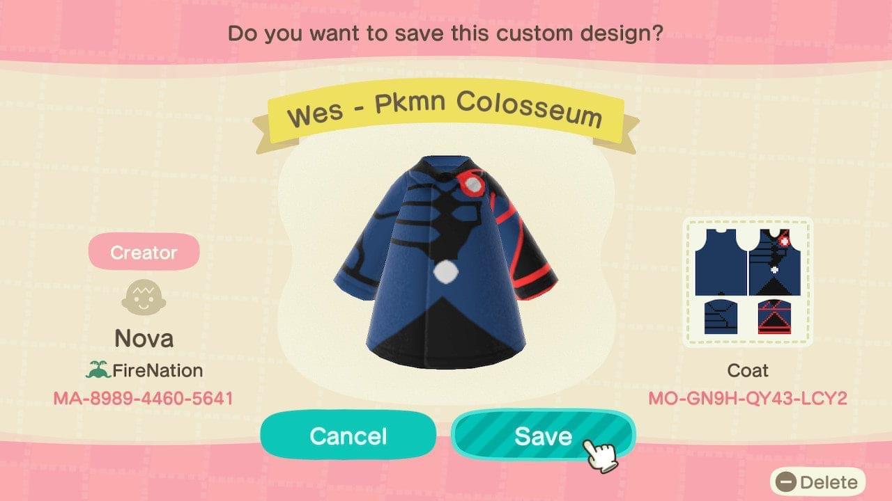 Animal Crossing Design Code: MO-GN9H-QY43-LCY2 Wes - Pkmn Colosseum