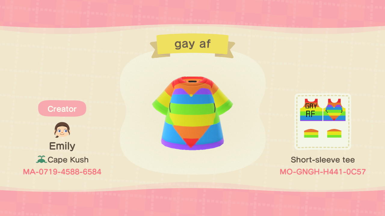 Animal Crossing Design Code: MO-GNGH-H441-0C57 Gay AF
