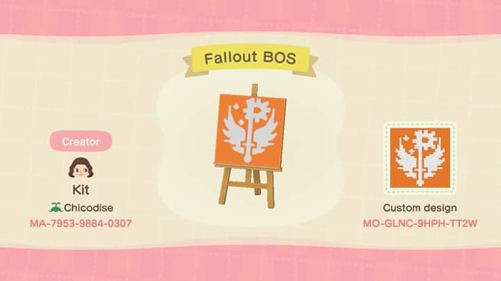 Animal Crossing Design Code: MO-GNLC-9HPH-TT2W Fallout BOS
