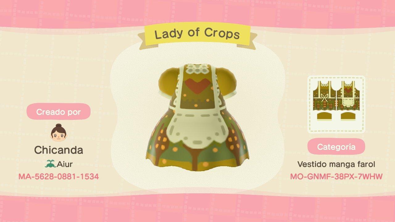 Animal Crossing Design Code: MO-GNMF-38PX-7WHW Lady of Crops