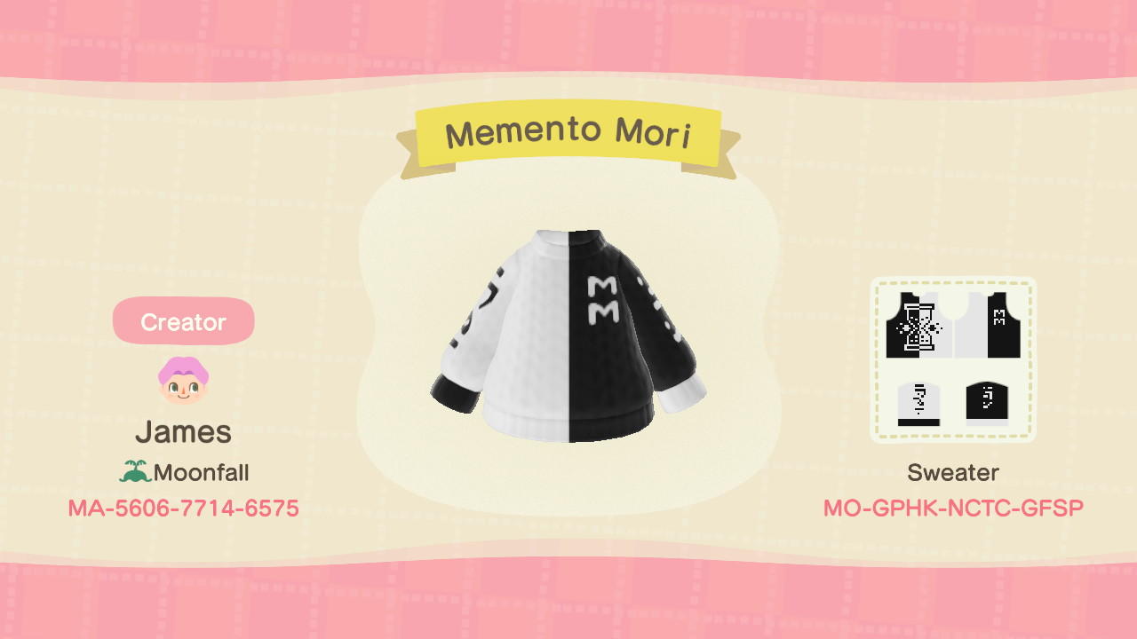 Animal Crossing Design Code: MO-GPHK-NCTC-GFSP Memento Mori