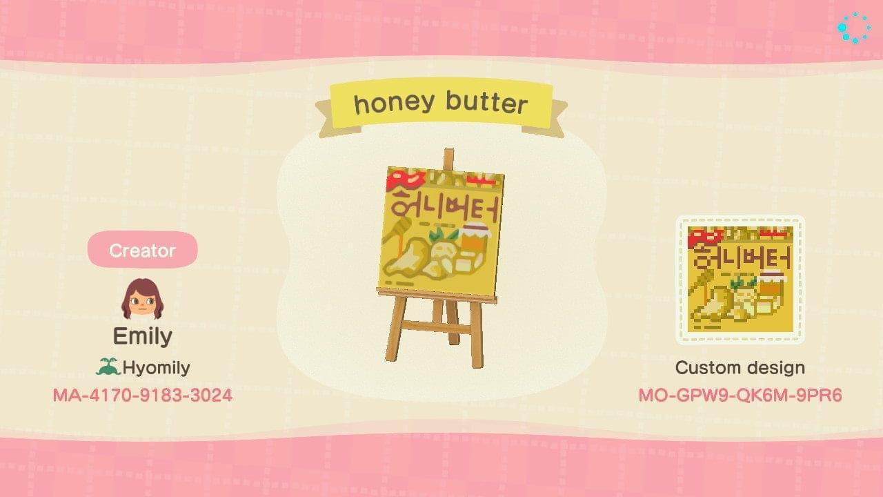 Animal Crossing Design Code: MO-GPW9-QK6M-9PR6 Honey Butter Chips