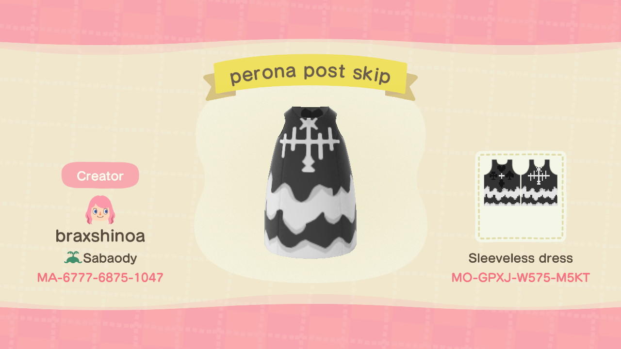 Animal Crossing Design Code: MO-GPXJ-W575-M5KT perona post timeskip